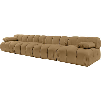 Orin Saddle Velvet Performance Fabric Upholstered 4 pc. Modular Sofa