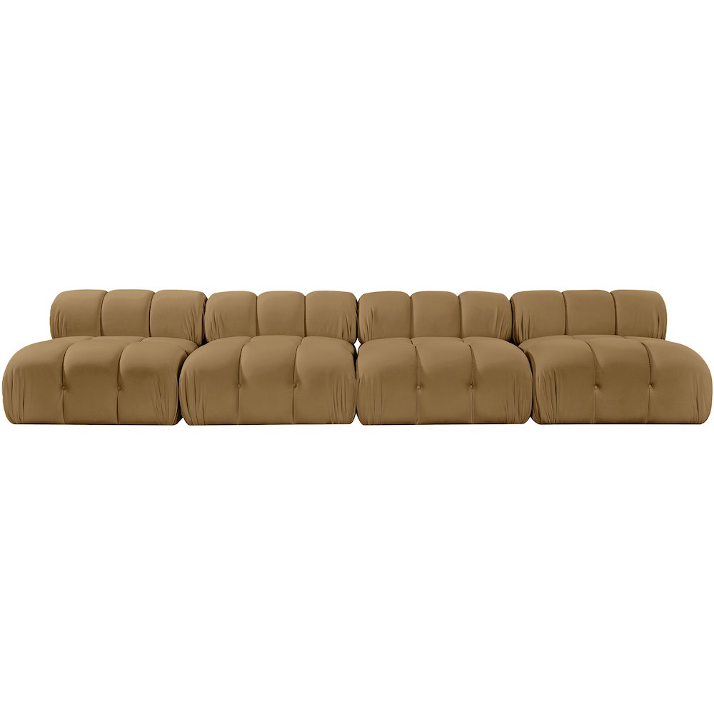 Orin Saddle Velvet Performance Fabric Upholstered 4 pc. Modular Sofa