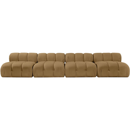 Orin Saddle Velvet Performance Fabric Upholstered 4 pc. Modular Sofa