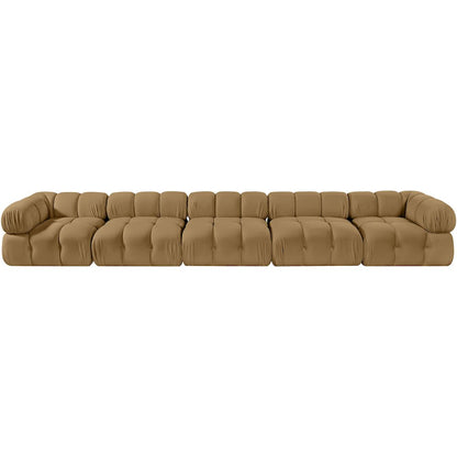 Orin Saddle Velvet Performance Fabric Upholstered 5 pc. Modular Sofa