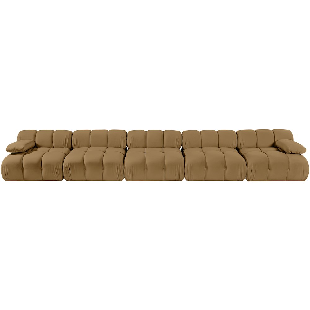 Orin Saddle Velvet Performance Fabric Upholstered 5 pc. Modular Sofa