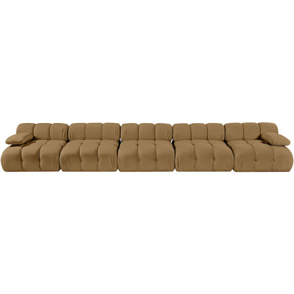 Orin Saddle Velvet Performance Fabric Upholstered 5 pc. Modular Sofa