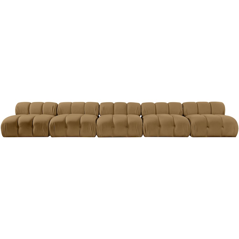 Orin Saddle Velvet Performance Fabric Upholstered 5 pc. Modular Sofa