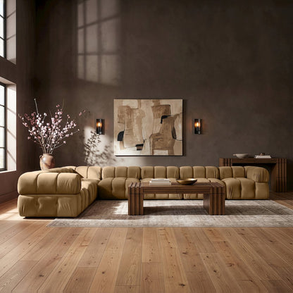 Orin Saddle Velvet Performance Fabric Upholstered 7 pc. Sectional