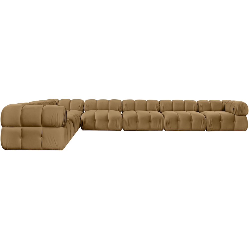 Orin Saddle Velvet Performance Fabric Upholstered 7 pc. Sectional