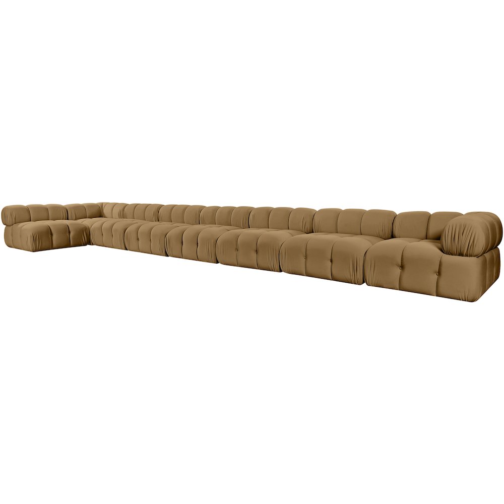 Orin Saddle Velvet Performance Fabric Upholstered 8 pc. Sectional