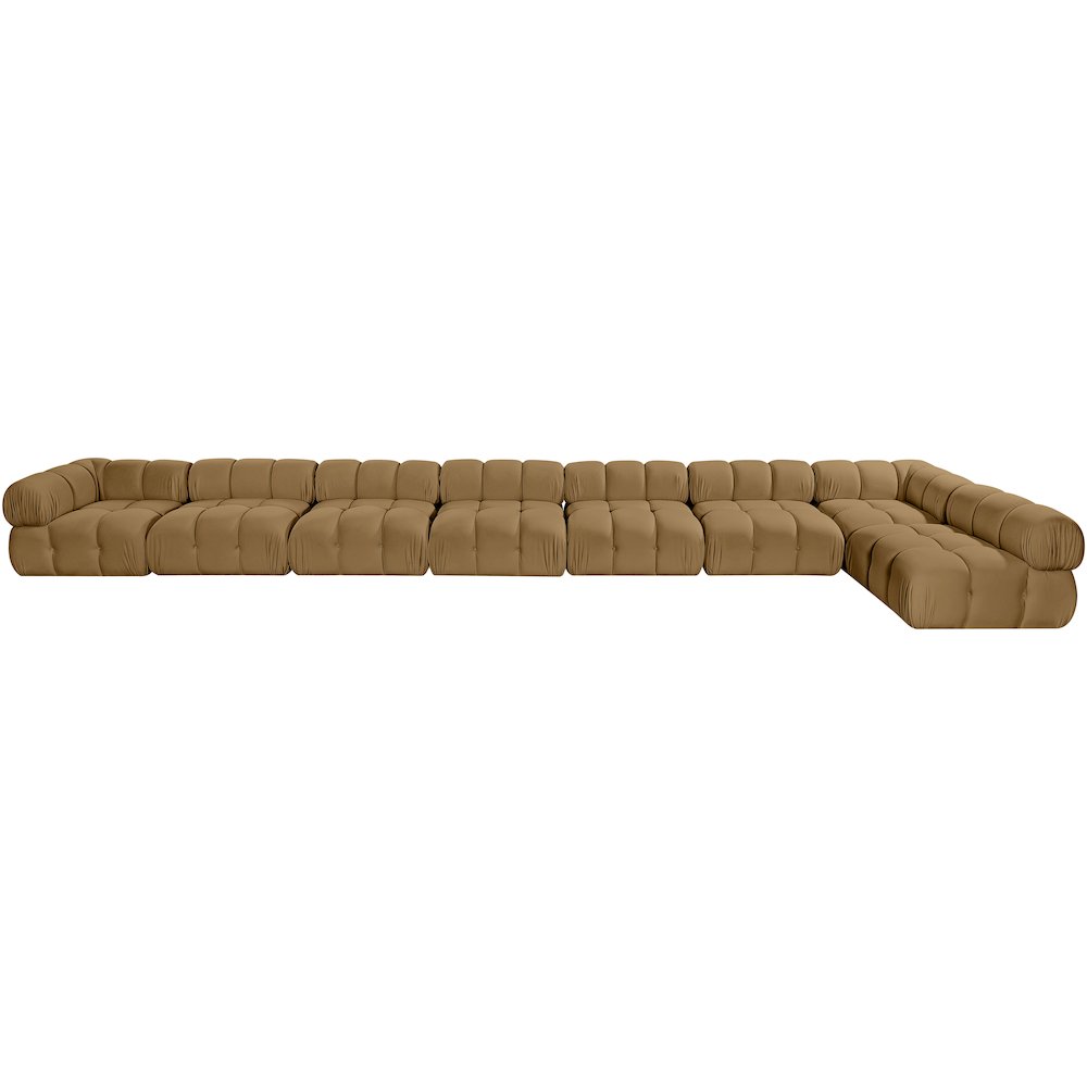 Orin Saddle Velvet Performance Fabric Upholstered 8 pc. Sectional