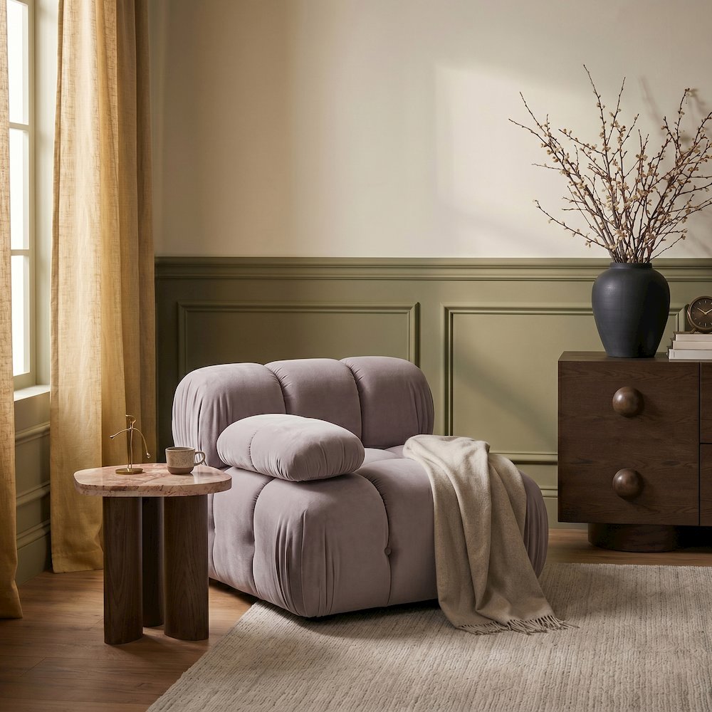 Orin Taupe Velvet Performance Fabric Upholstered Modular Chair