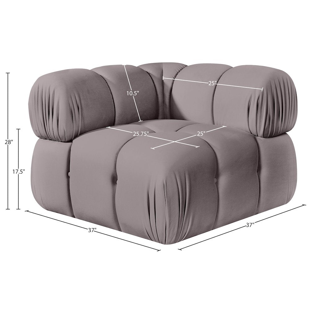 Orin Taupe Velvet Performance Fabric Upholstered Modular Corner Chair