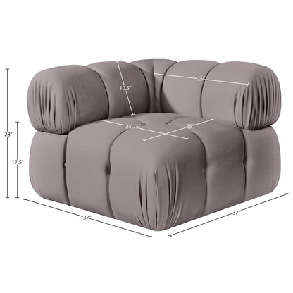 Orin Taupe Velvet Performance Fabric Upholstered Modular Corner Chair