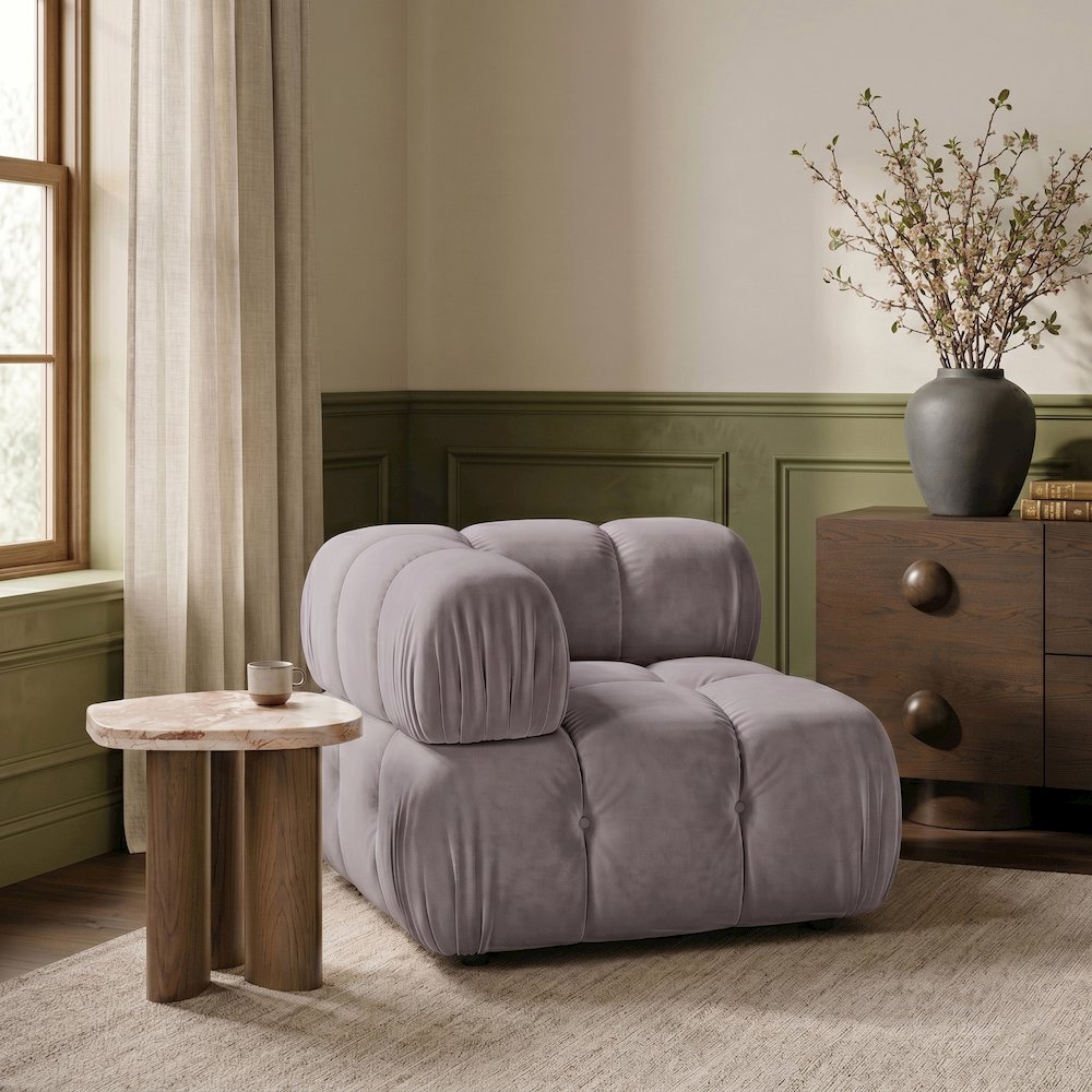 Orin Taupe Velvet Performance Fabric Upholstered Modular Corner Chair