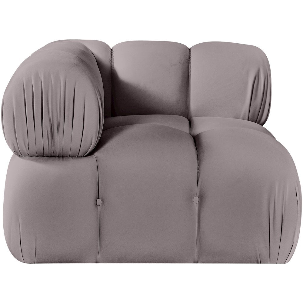 Orin Taupe Velvet Performance Fabric Upholstered Modular Corner Chair