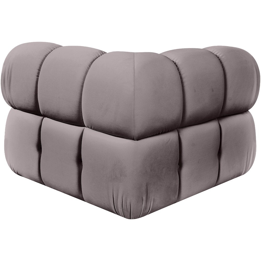 Orin Taupe Velvet Performance Fabric Upholstered Modular Corner Chair