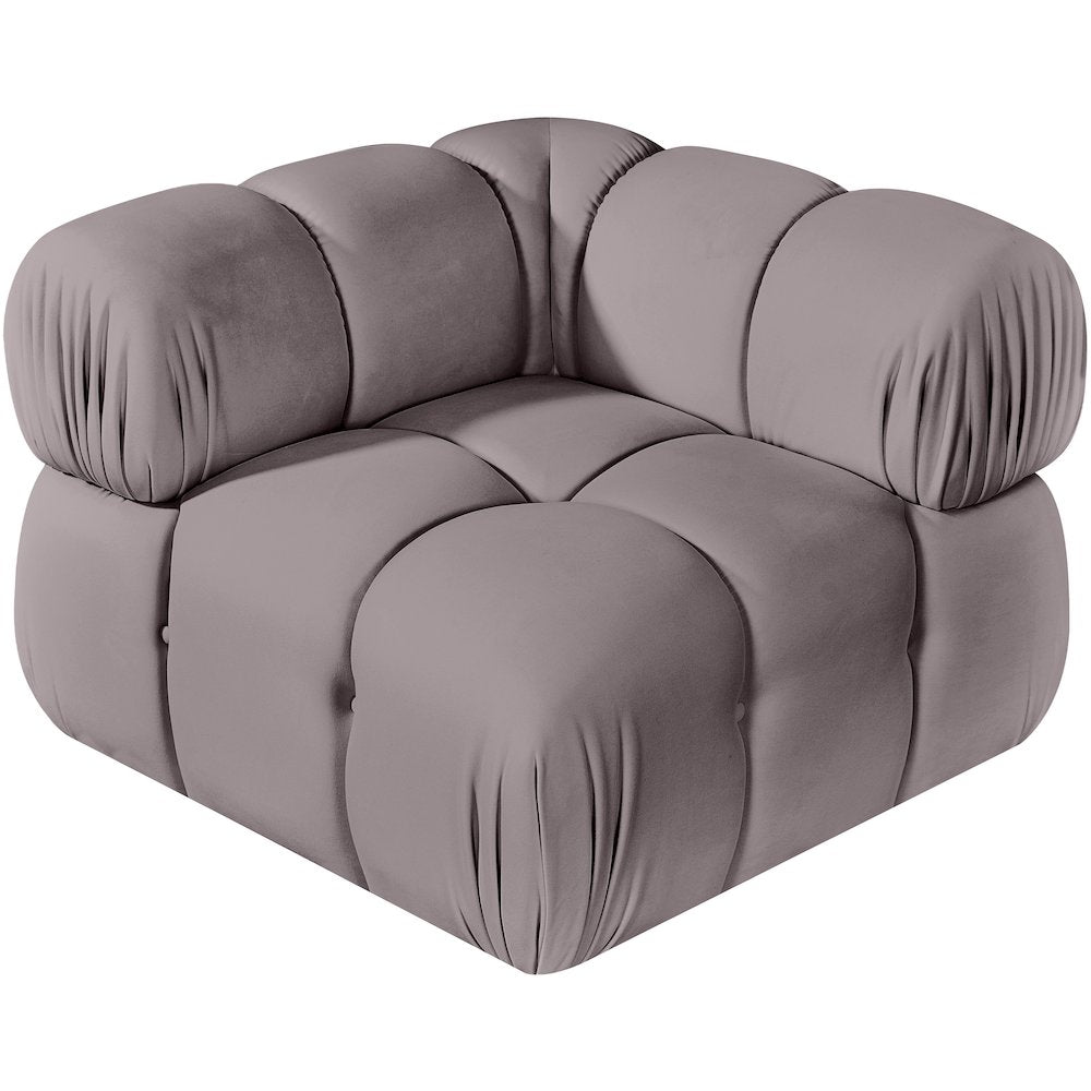Orin Taupe Velvet Performance Fabric Upholstered Modular Corner Chair