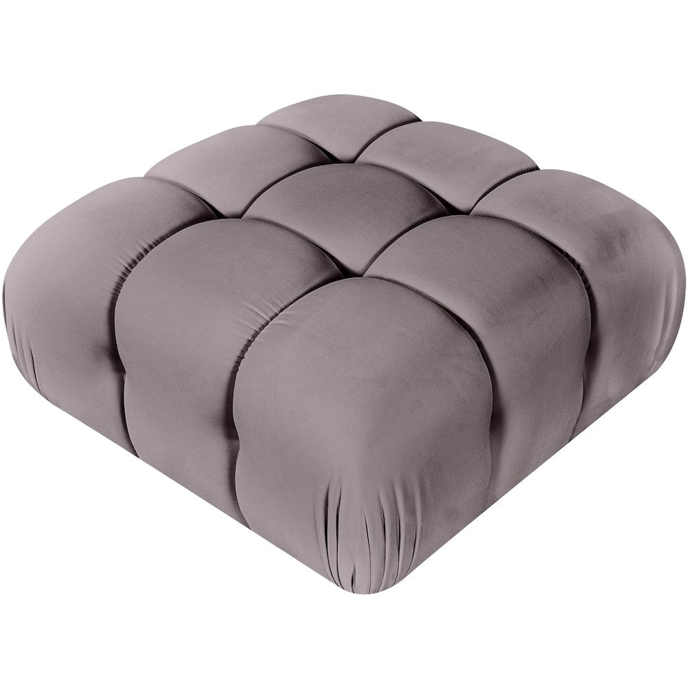 Orin Taupe Velvet Performance Fabric Upholstered Modular Ottoman