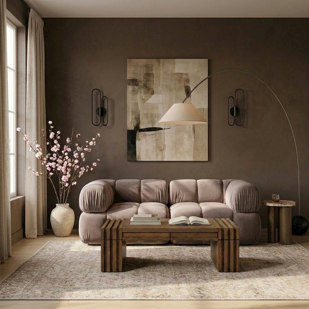 Orin Taupe Velvet Performance Fabric Upholstered 2 pc. Modular Sofa