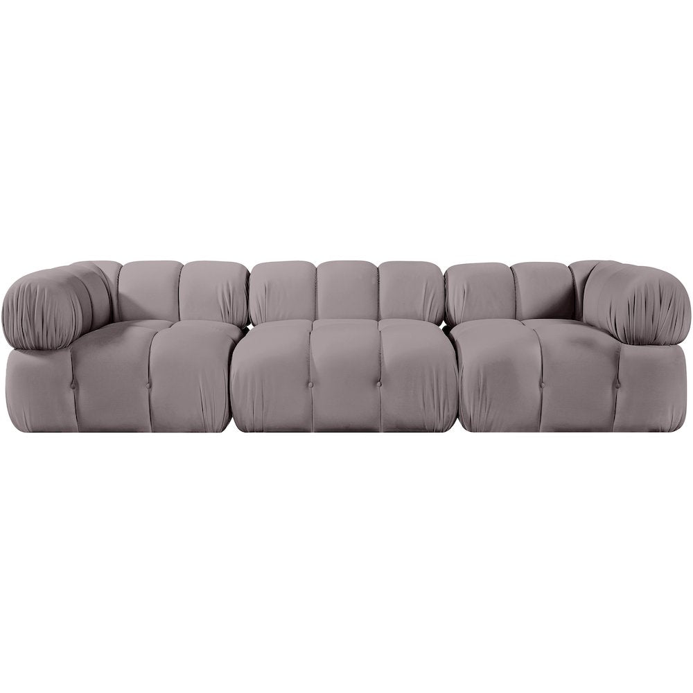 Orin Taupe Velvet Performance Fabric Upholstered 3 pc. Modular Sofa