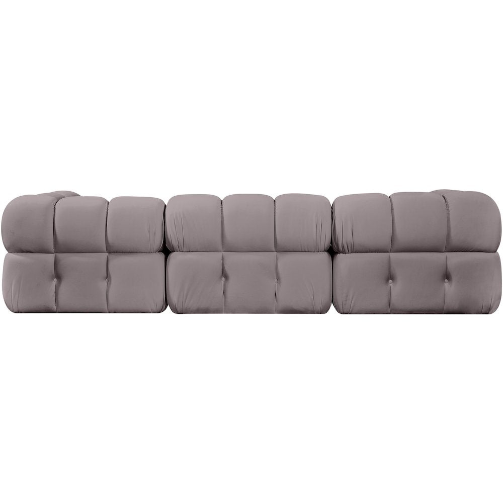 Orin Taupe Velvet Performance Fabric Upholstered 3 pc. Modular Sofa