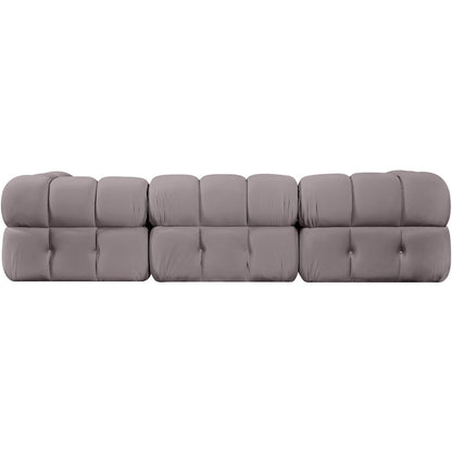 Orin Taupe Velvet Performance Fabric Upholstered 3 pc. Modular Sofa