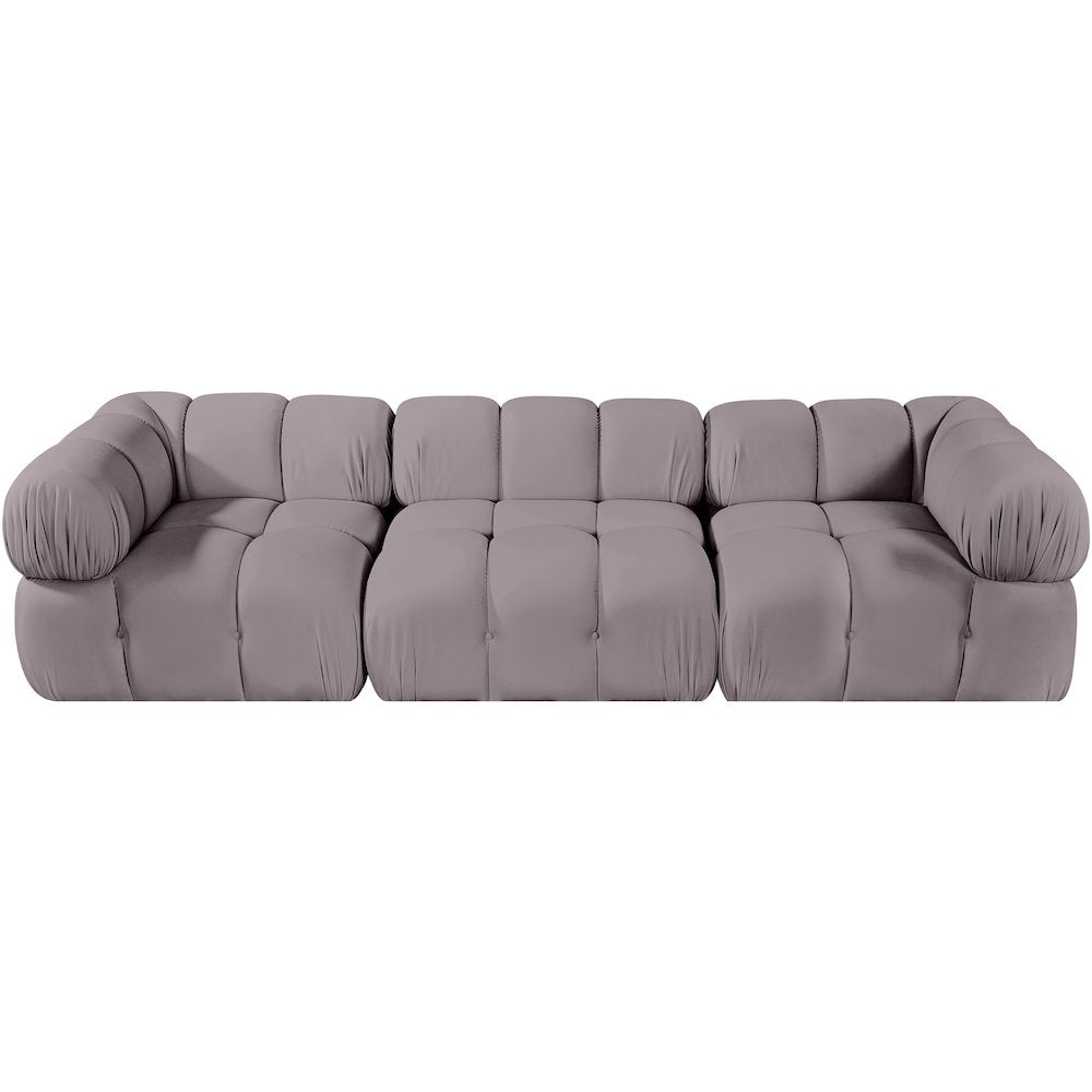 Orin Taupe Velvet Performance Fabric Upholstered 3 pc. Modular Sofa