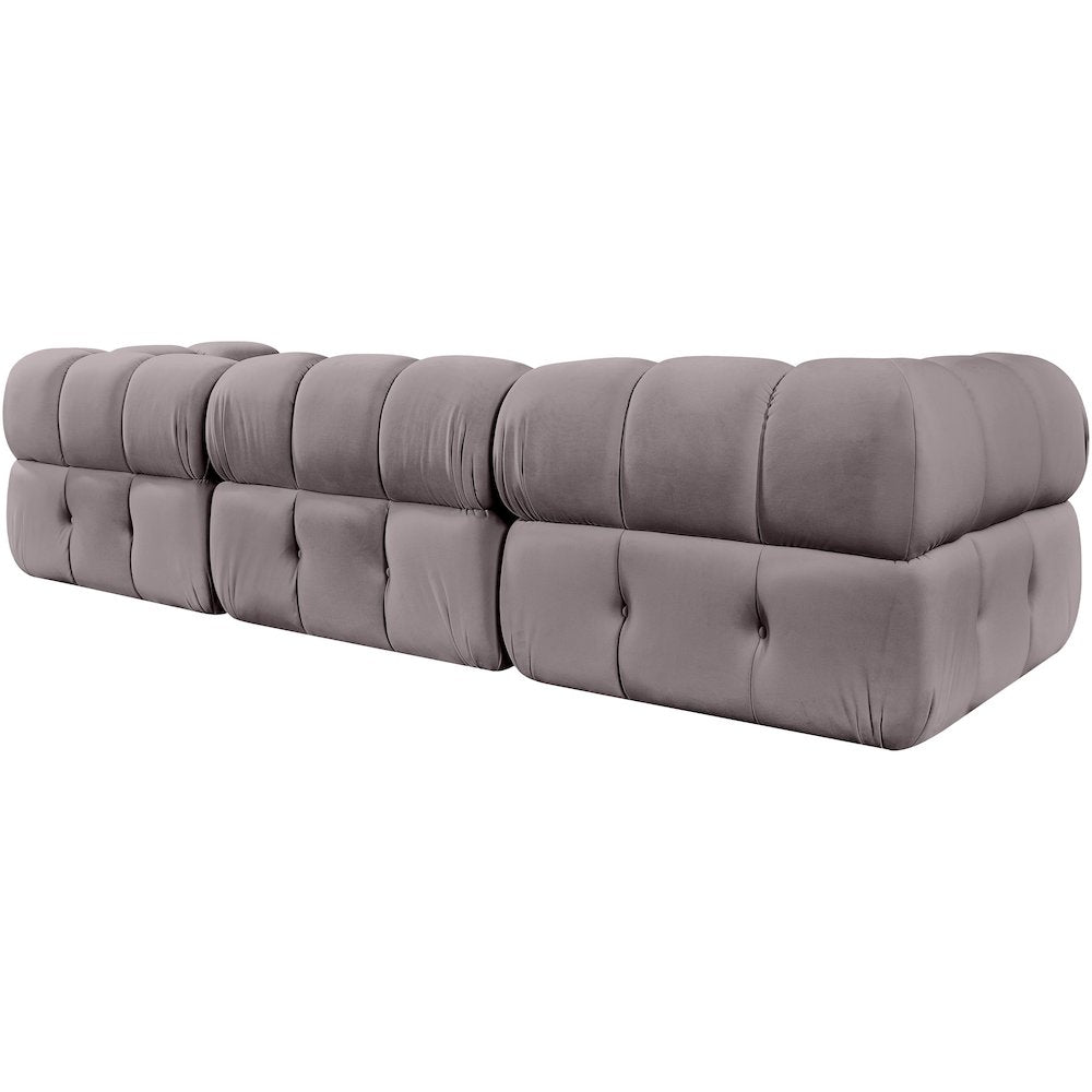 Orin Taupe Velvet Performance Fabric Upholstered 3 pc. Modular Sofa