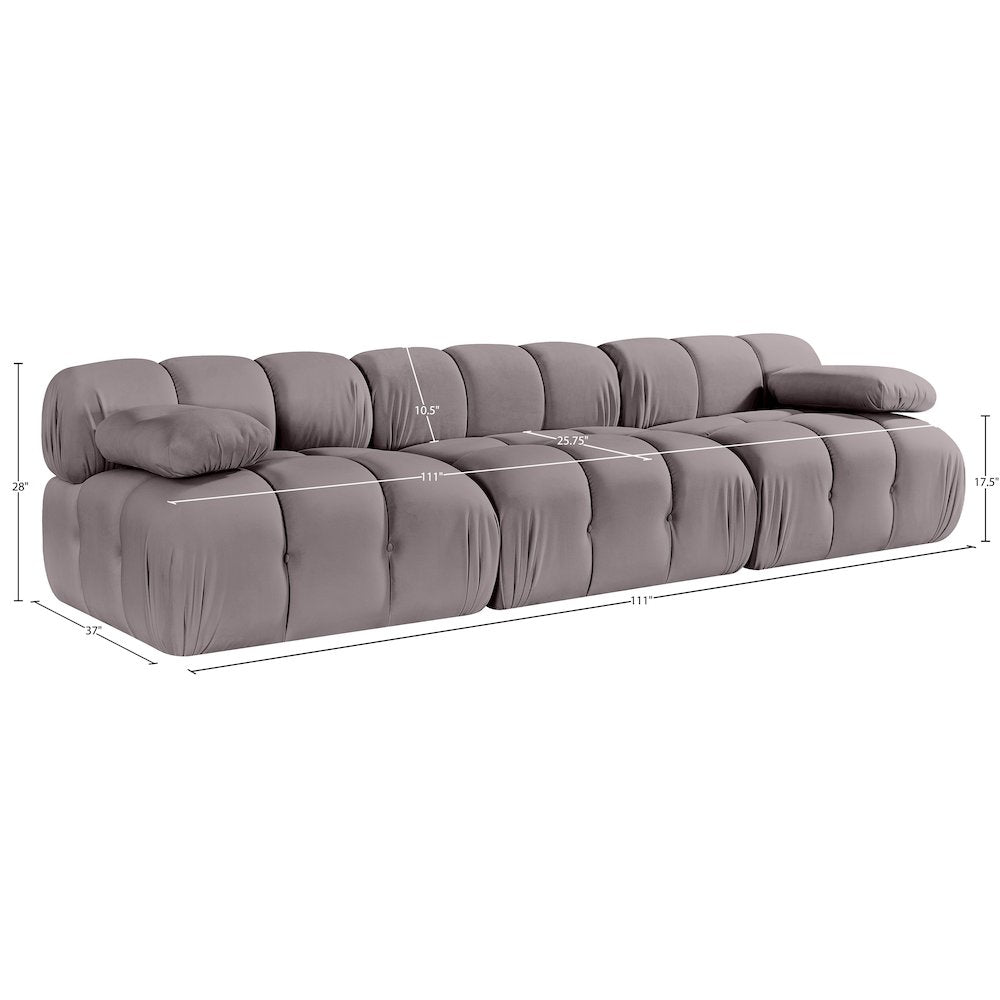 Orin Taupe Velvet Performance Fabric Upholstered 3 pc. Modular Sofa