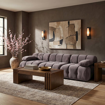 Orin Taupe Velvet Performance Fabric Upholstered 3 pc. Modular Sofa