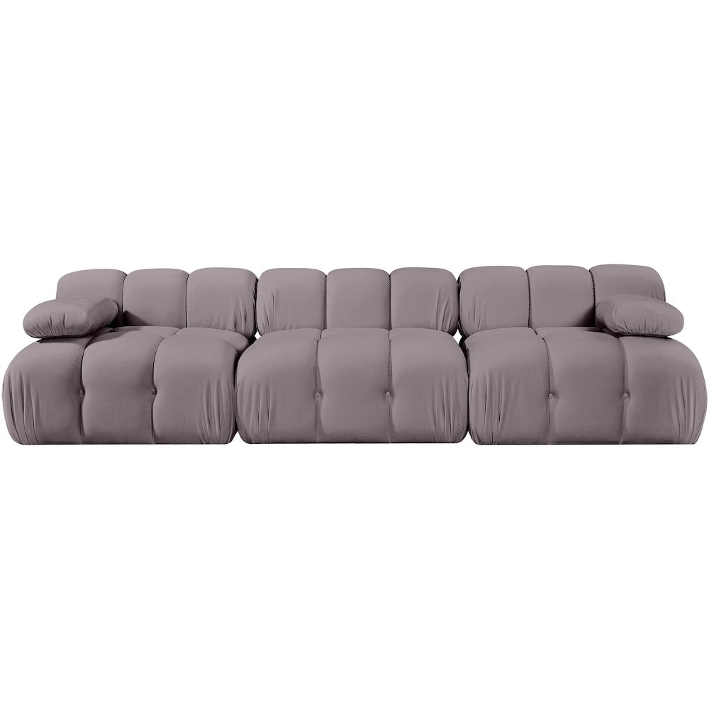 Orin Taupe Velvet Performance Fabric Upholstered 3 pc. Modular Sofa