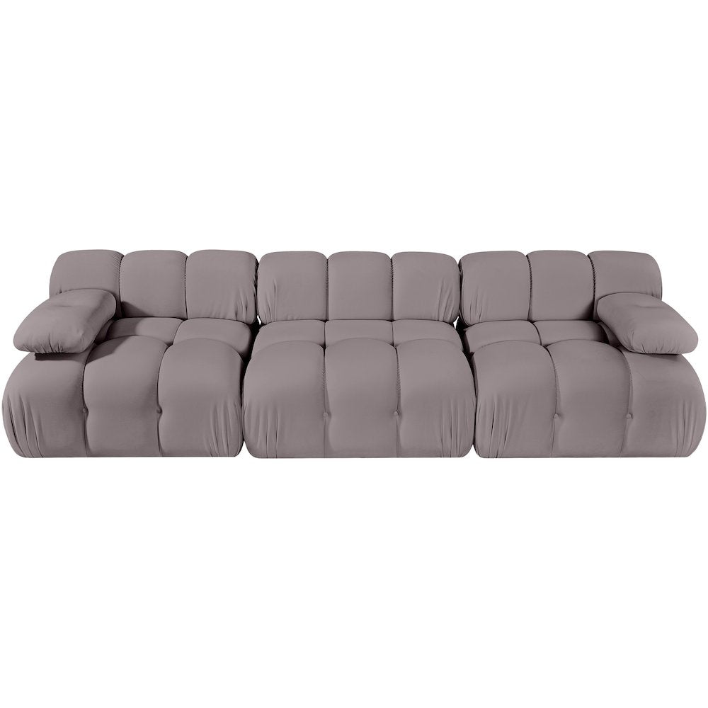 Orin Taupe Velvet Performance Fabric Upholstered 3 pc. Modular Sofa