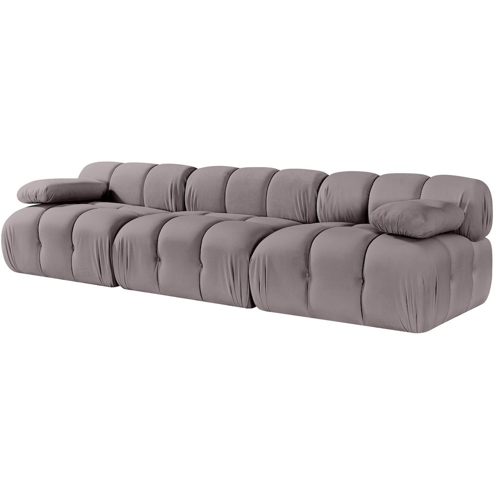 Orin Taupe Velvet Performance Fabric Upholstered 3 pc. Modular Sofa