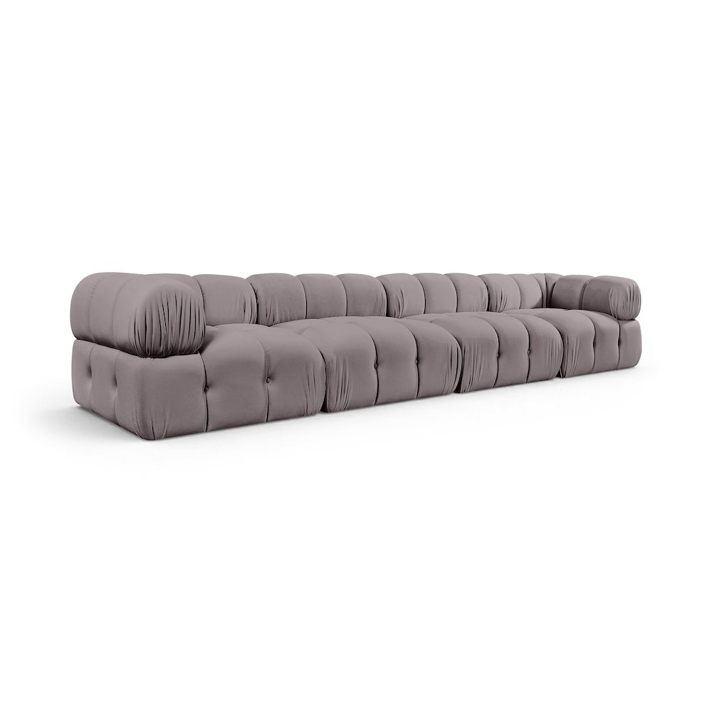 Orin Taupe Velvet Performance Fabric Upholstered 4 pc. Modular Sofa
