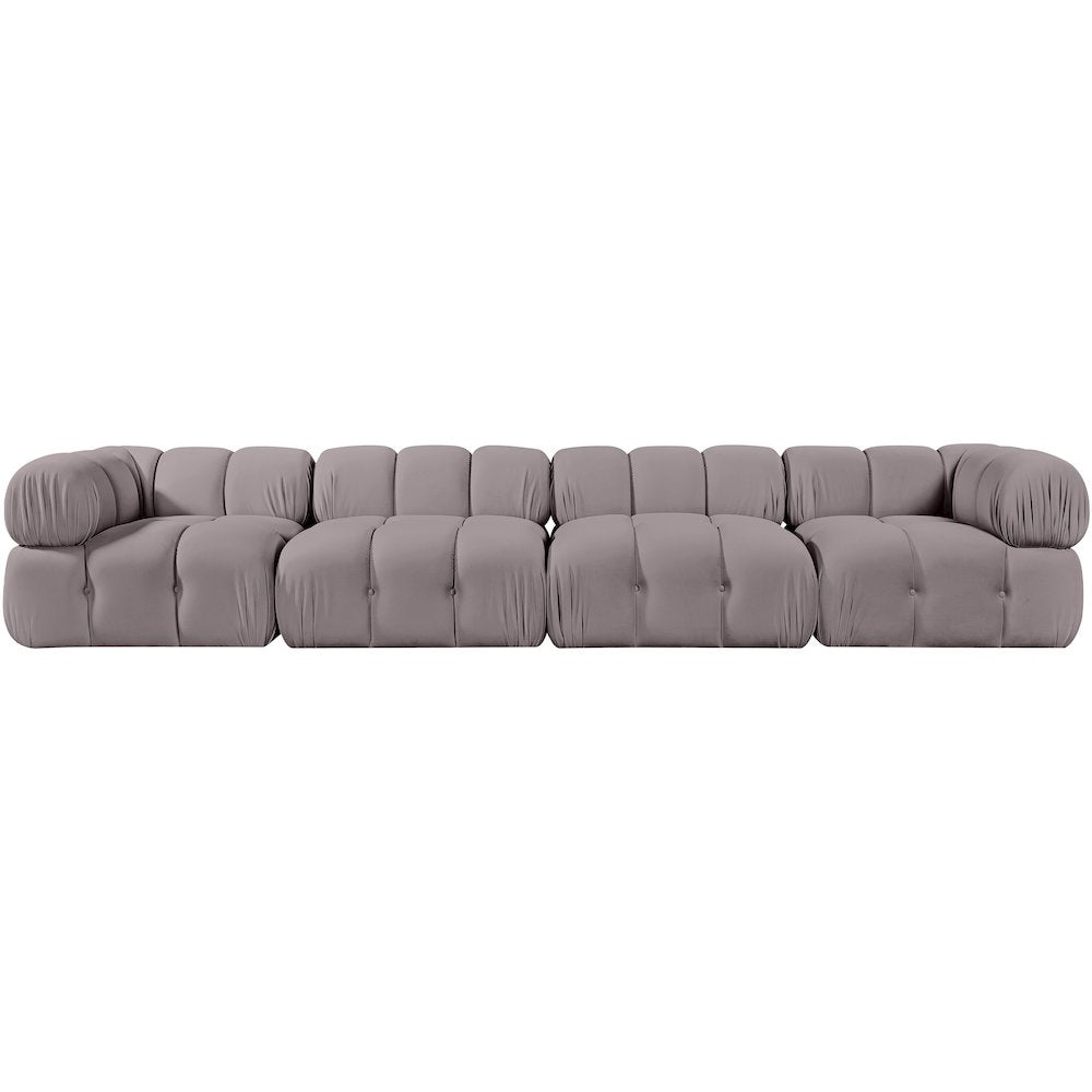 Orin Taupe Velvet Performance Fabric Upholstered 4 pc. Modular Sofa