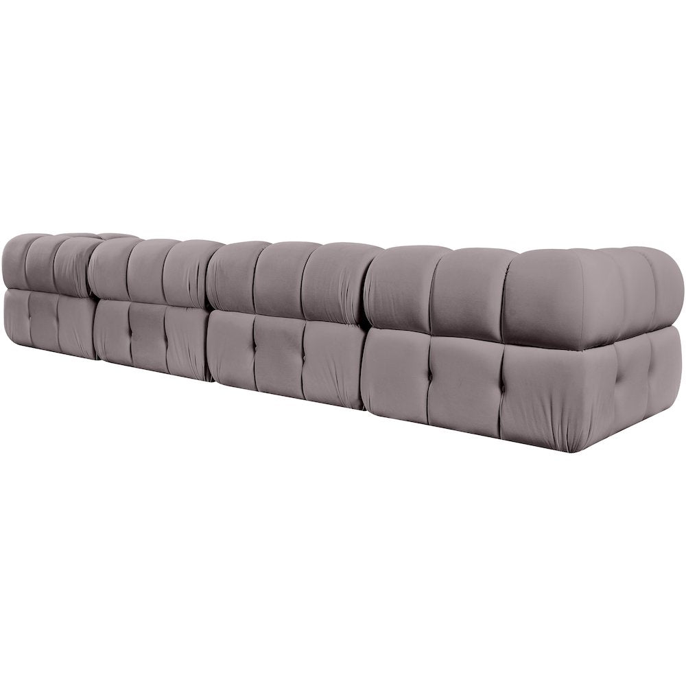 Orin Taupe Velvet Performance Fabric Upholstered 4 pc. Modular Sofa