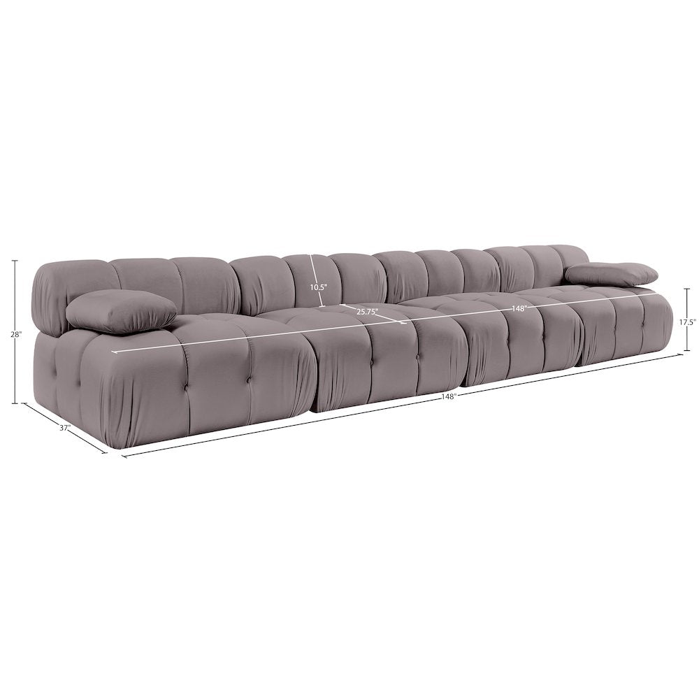 Orin Taupe Velvet Performance Fabric Upholstered 4 pc. Modular Sofa