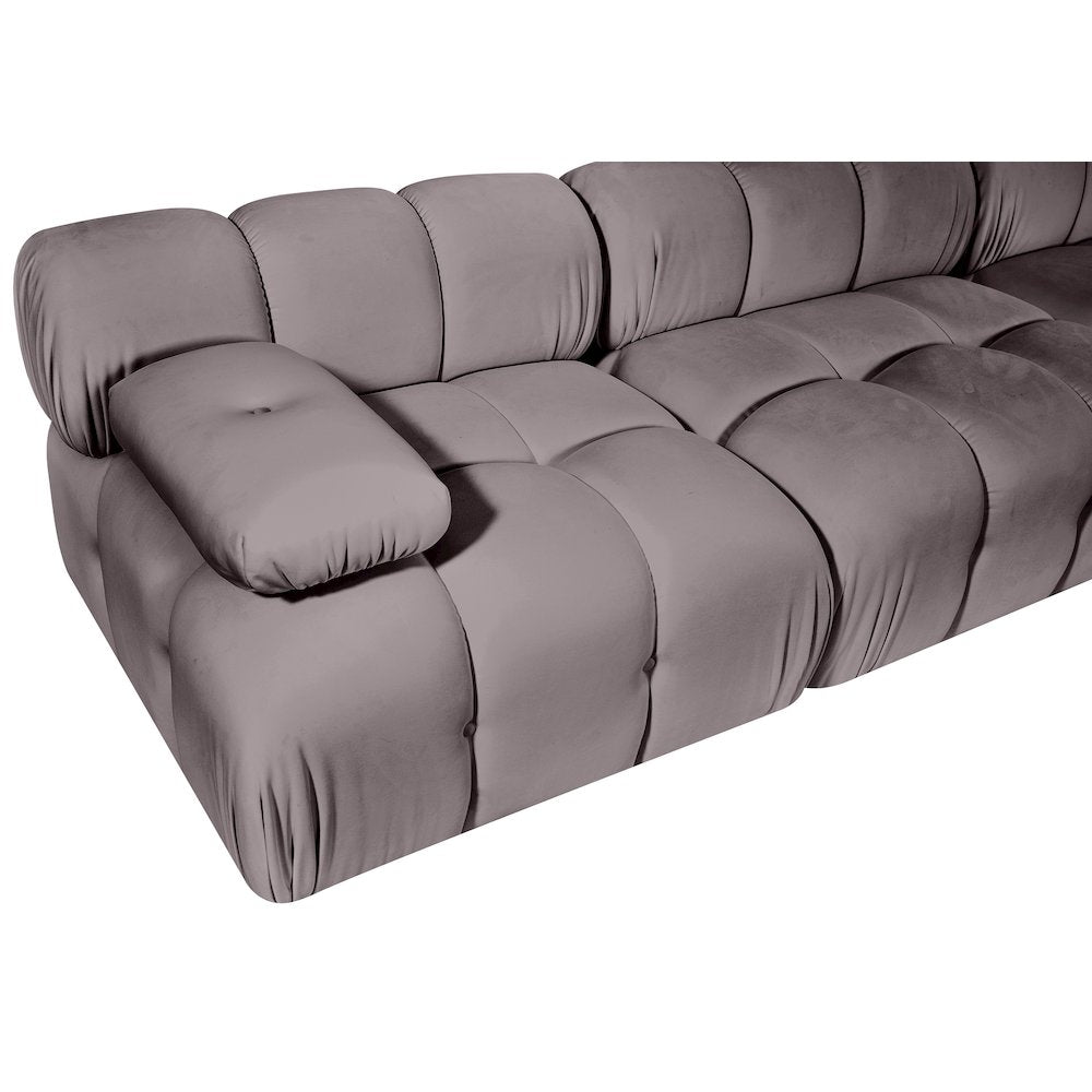 Orin Taupe Velvet Performance Fabric Upholstered 4 pc. Modular Sofa