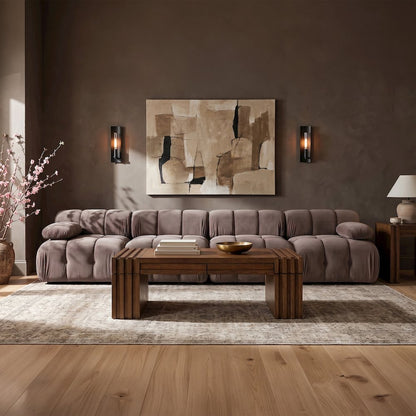 Orin Taupe Velvet Performance Fabric Upholstered 4 pc. Modular Sofa