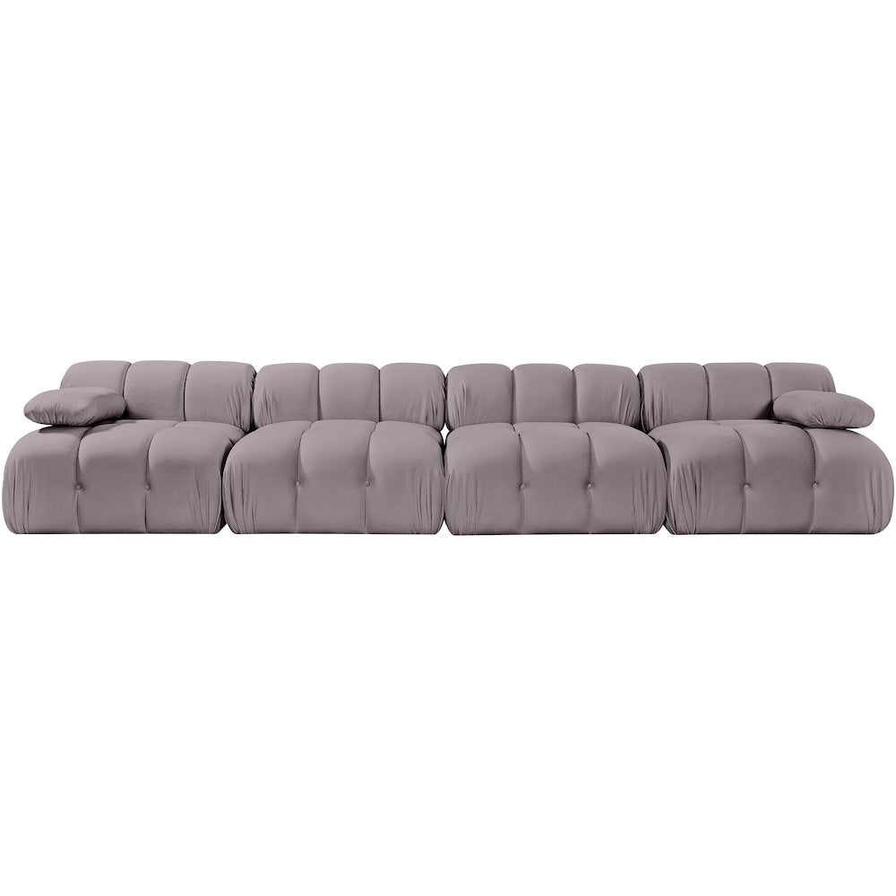 Orin Taupe Velvet Performance Fabric Upholstered 4 pc. Modular Sofa