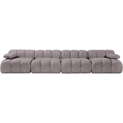 Orin Taupe Velvet Performance Fabric Upholstered 4 pc. Modular Sofa