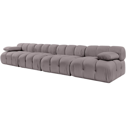 Orin Taupe Velvet Performance Fabric Upholstered 4 pc. Modular Sofa