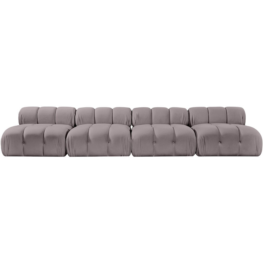 Orin Taupe Velvet Performance Fabric Upholstered 4 pc. Modular Sofa