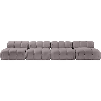 Orin Taupe Velvet Performance Fabric Upholstered 4 pc. Modular Sofa