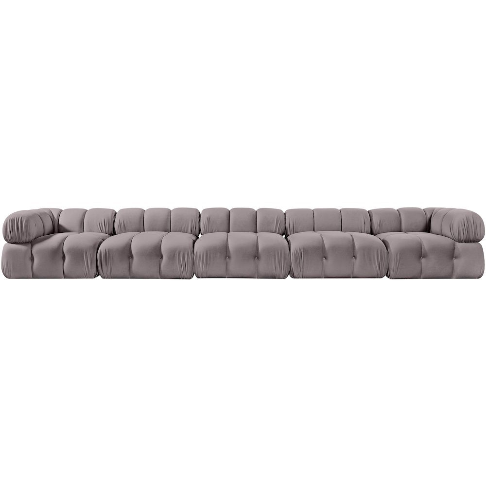 Orin Taupe Velvet Performance Fabric Upholstered 5 pc. Modular Sofa