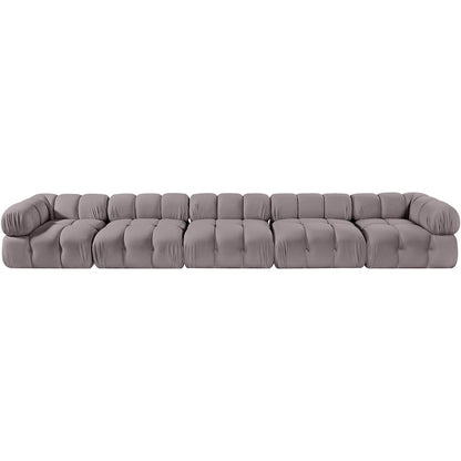 Orin Taupe Velvet Performance Fabric Upholstered 5 pc. Modular Sofa