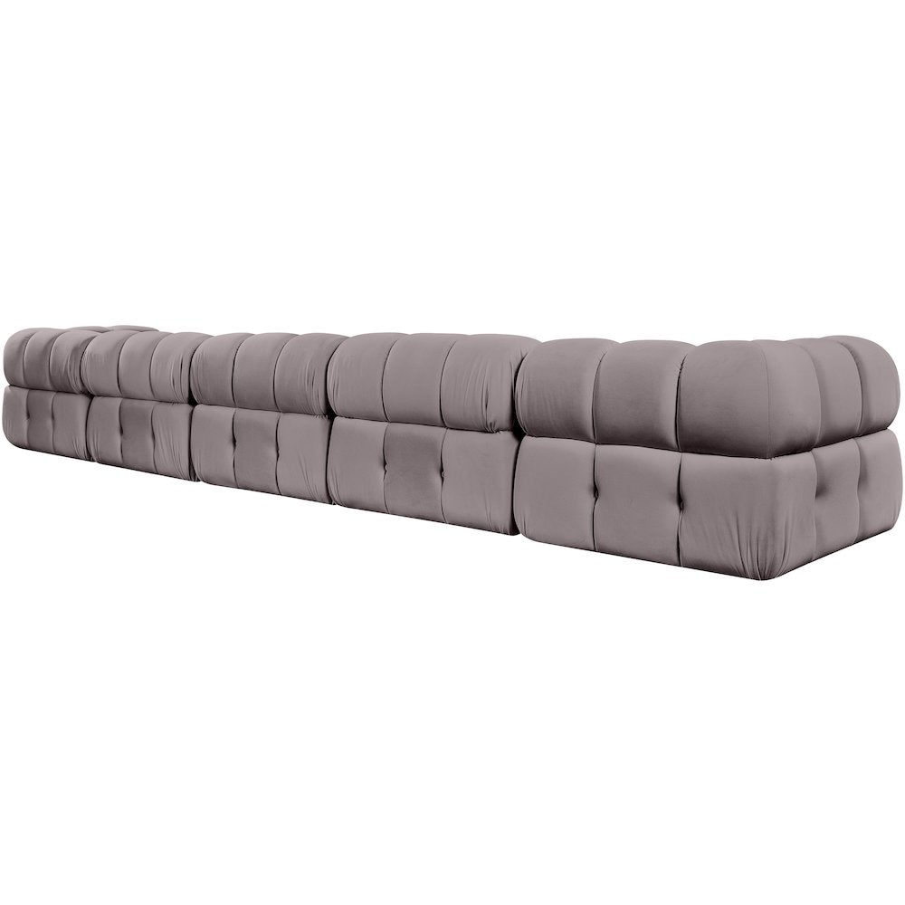Orin Taupe Velvet Performance Fabric Upholstered 5 pc. Modular Sofa