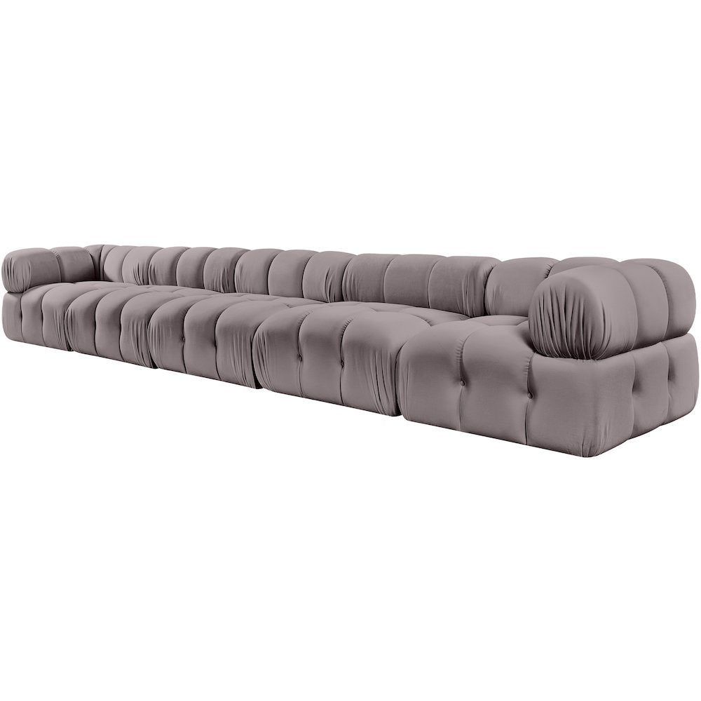 Orin Taupe Velvet Performance Fabric Upholstered 5 pc. Modular Sofa