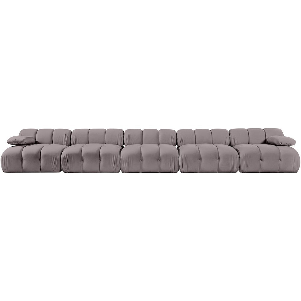 Orin Taupe Velvet Performance Fabric Upholstered 5 pc. Modular Sofa