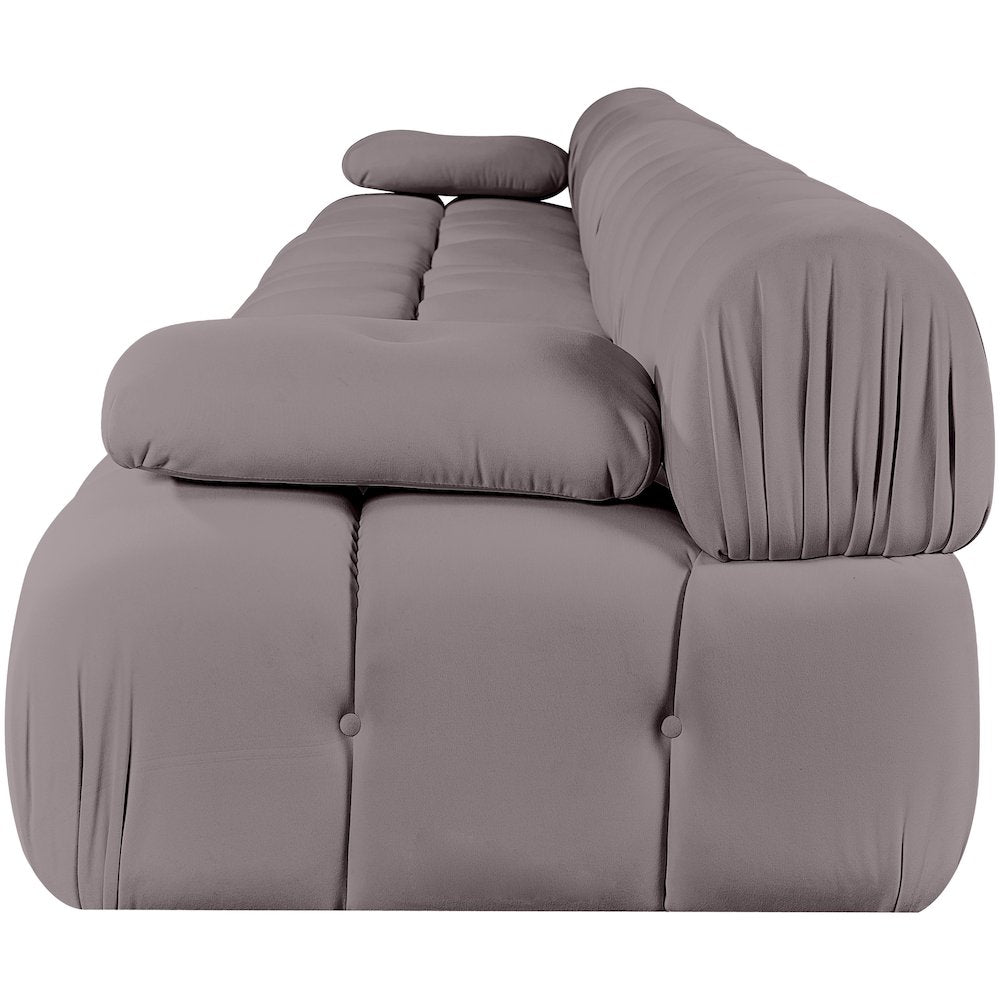 Orin Taupe Velvet Performance Fabric Upholstered 5 pc. Modular Sofa