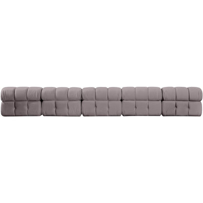 Orin Taupe Velvet Performance Fabric Upholstered 5 pc. Modular Sofa