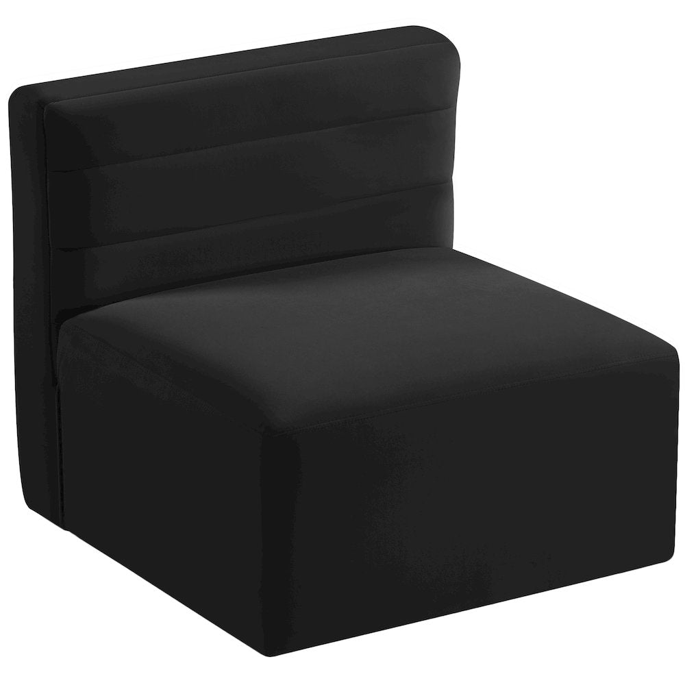 Quincy Black Velvet Modular Armless Chair