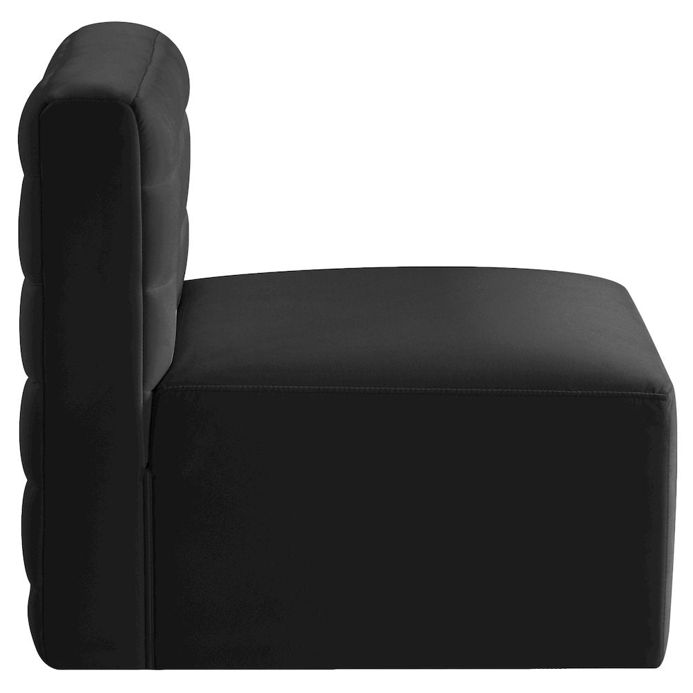 Quincy Black Velvet Modular Armless Chair